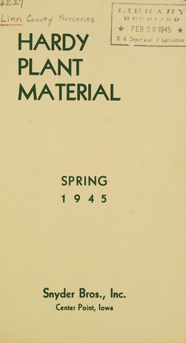 Cover for Hardy plant material, spring 1945