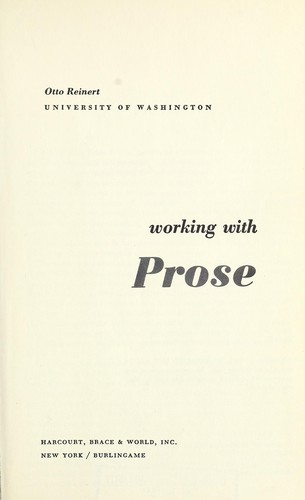 Cover for Working with prose.