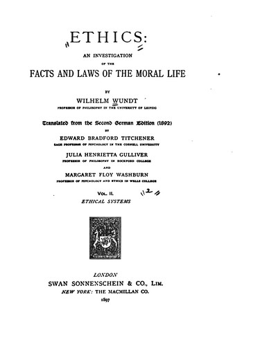 Cover for Ethics: An Investigation of the Facts and Laws of the Moral Life