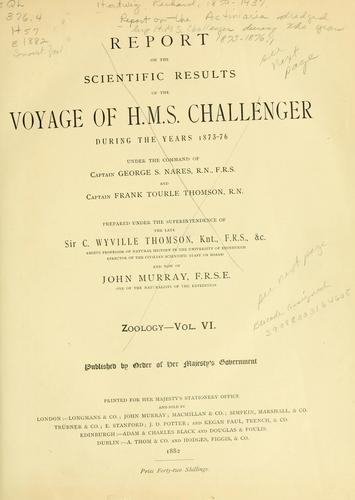 Cover for Report on the Actiniaria dredged by H.M.S. CHallenger during the years 1873-1876.