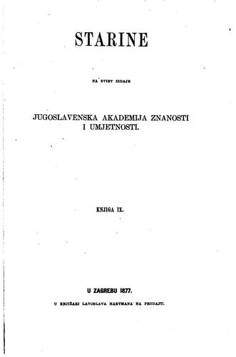 Cover for Starine na sviet izdaje Jugoslavenska akademija znanosti i umjetnosti