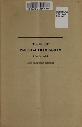 Cover for The first parish of Framingham