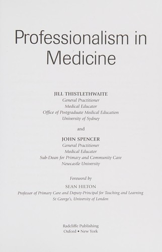 Cover for Professionalism in Medicine