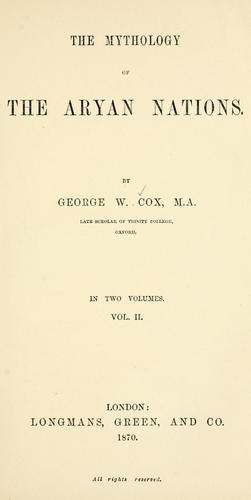 Cover for The mythology of the Aryan nations.