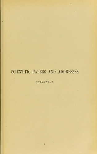 Cover for Scientific papers and addresses