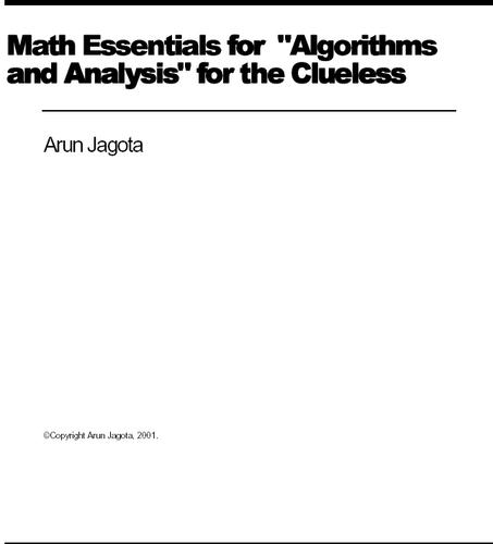 Cover for Math Essentials for Algorithms and Analysis for the Clueless