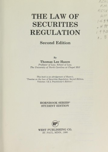 Cover for The law of securities regulation