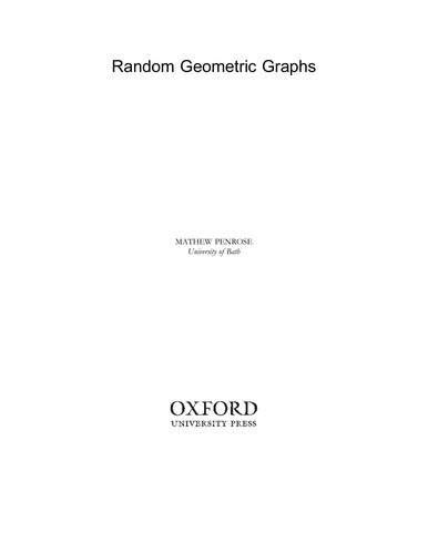 Cover for RANDOM GEOMETRIC GRAPHS.