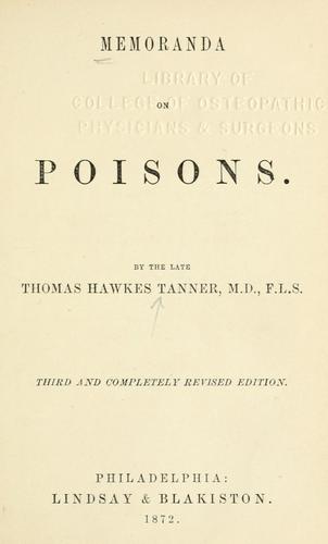 Cover for Memoranda on poisons