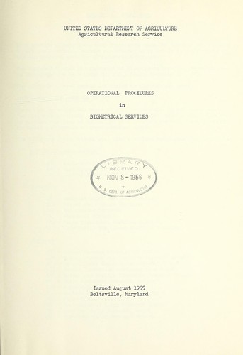 Cover for Operational procedures