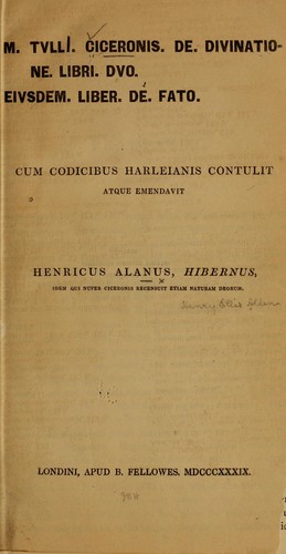 Cover for De divinatione libri dvo