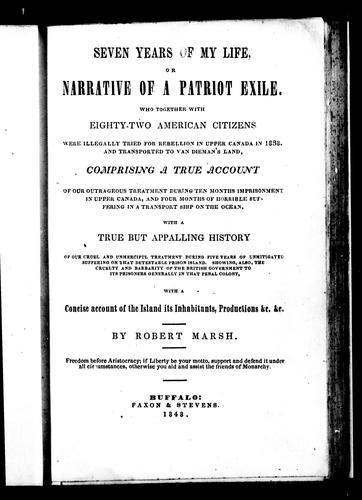 Cover for Seven years of my life, or, Narrative of a patriot exile