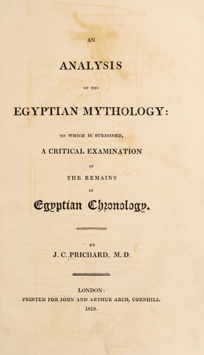 Cover for An analysis of the Egyptian mythology: to which is subjoined, a critical examination of the remains of Egyptian chronology