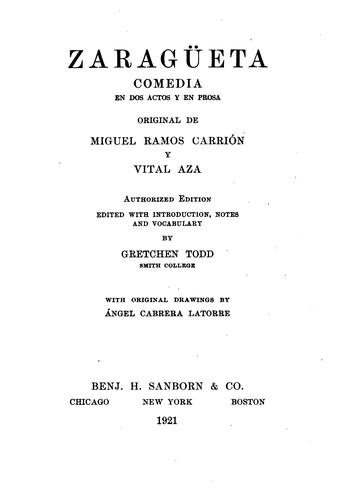 Cover for Zaragüeta: Comedia en dos actos y en prosa