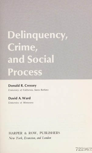 Cover for Delinquency, crime, and social process