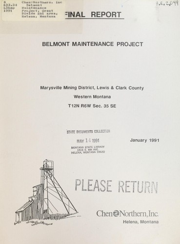 Cover for Belmont Maintenance Project, Great Divide Ski area, Helena, Montana