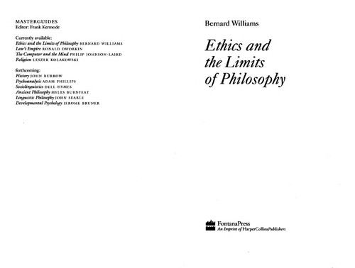 Cover for Ethics and the limits of philosophy