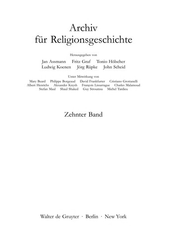 Cover for Archiv fur Religionsgeschichte