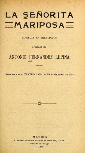 Cover for La señorita mariposa
