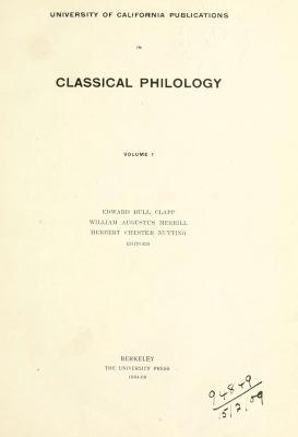 Cover for University of California Publications in Classical Philology