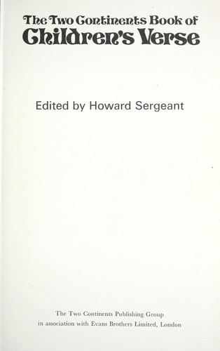 Cover for The Two Continents book of children's verse