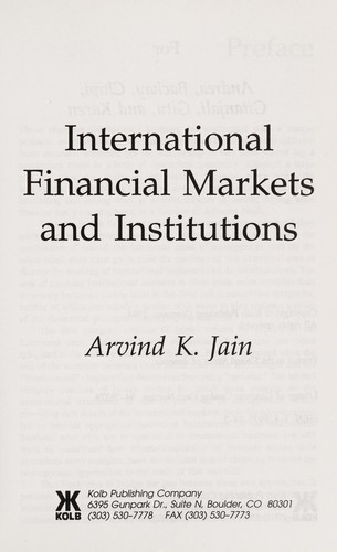 Cover for International Financial Markets and Institutions