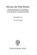 Cover for Alteuropa oder Frühe Moderne