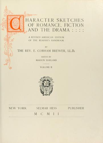 Cover for Character sketches of romance, fiction and the drama