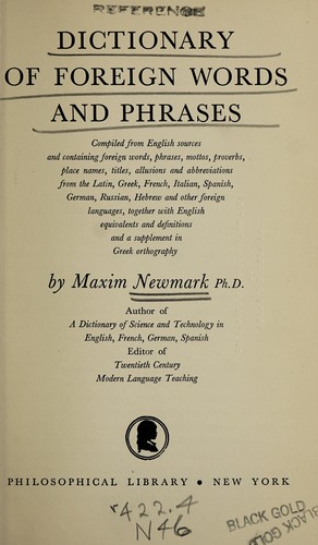 Cover for Dictionary of foreign words and phrases