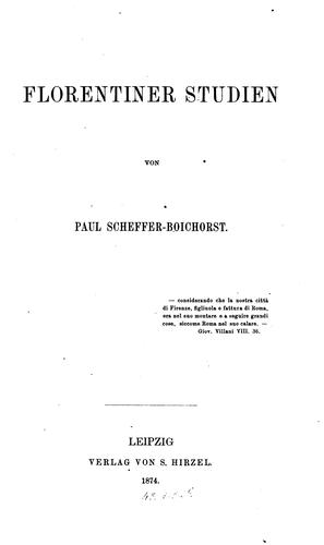 Cover for Florentiner studien
