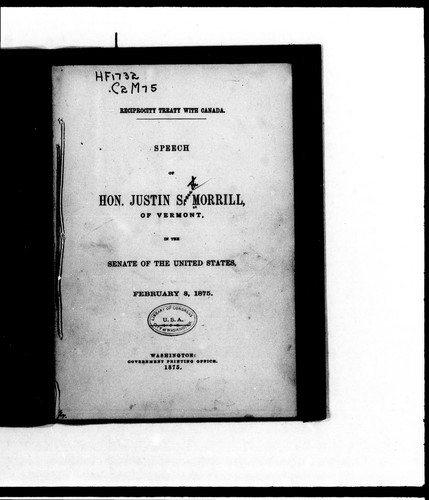 Cover for Reciprocity treaty with Canada