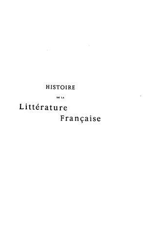 Cover for Histoire de la littérature française (900-1900)