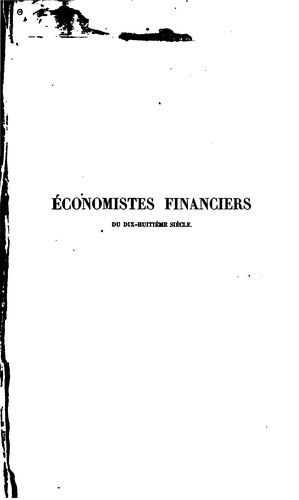 Cover for Économistes financiers du XVIIIe siècle.