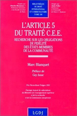 Cover for L' article 5 du traité C.E.E.