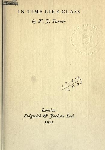 Cover for In time like glass.