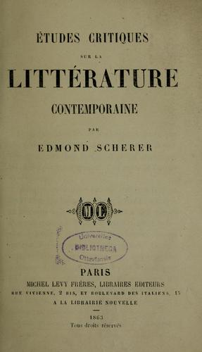 Cover for Études critiques sur la littérature contemporaine