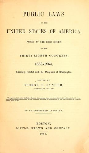 Cover for The statutes at large and treaties of the United States of America, passed at the first session of the Thirty-eighth Congress