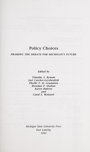 Cover for Policy choices