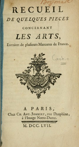 Cover for Recueil de quelques pieces concernant les arts
