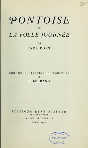 Cover for Pontoise, ou, La folle journée