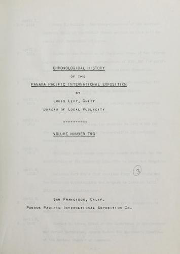 Cover for Chronological history of the Panama-Pacific International Exposition