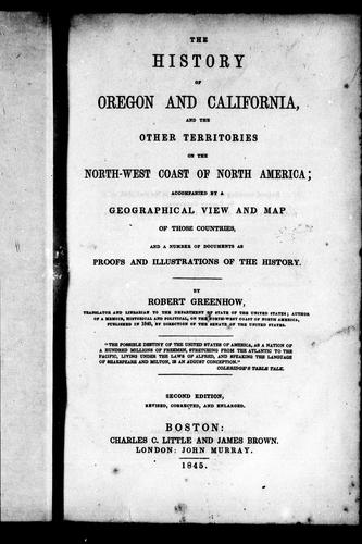 Cover for History of Oregon and California and the other territories on the North-west coast of North America
