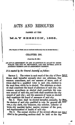 Cover for At the General Assembly of the State of Rhode-Island and Providence ...