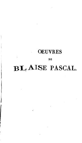 Cover for OEUVRES DE BLAISE PASCAL