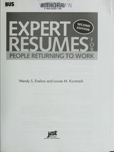 Cover for Expert resumes for people returning to work