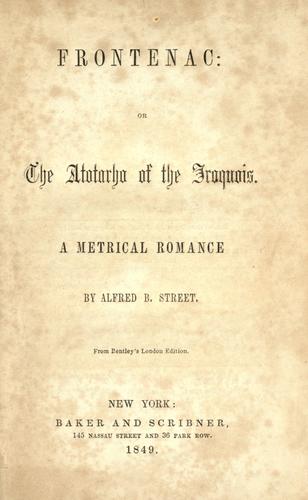 Cover for Frontenac, or, The Atotarho of the Iroquois