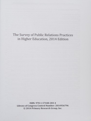 Cover for The survey of public relations practices in higher education