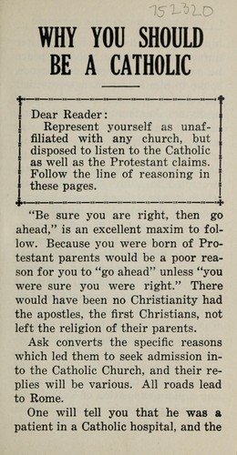 Cover for Why you should be a Catholic