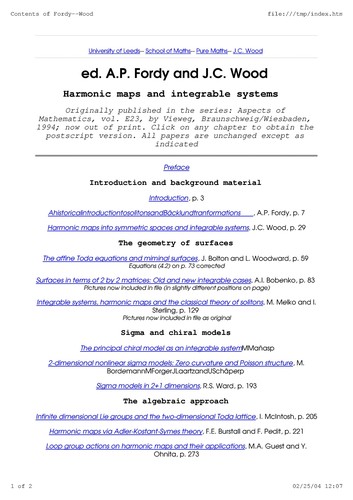 Cover for Harmonic maps and integrable systems