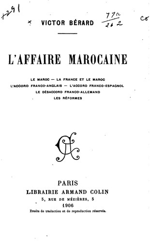 Cover for L' affaire marocaine ...